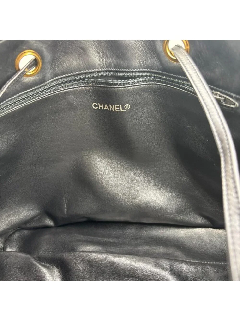 Chanel Bicolor Chain Tote Shoulder Bag Black